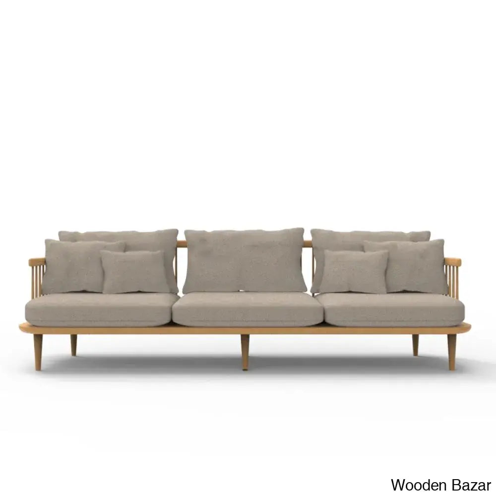 Penelope Contemporary Upholstered Solid Wood Sofa With Sleek Couch For Modern Elegance Beige