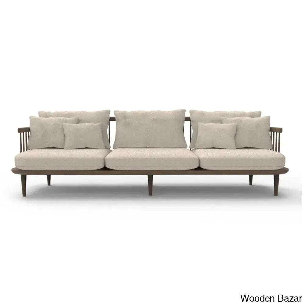 Penelope Contemporary Upholstered Solid Wood Sofa With Sleek Couch For Modern Elegance Caramel