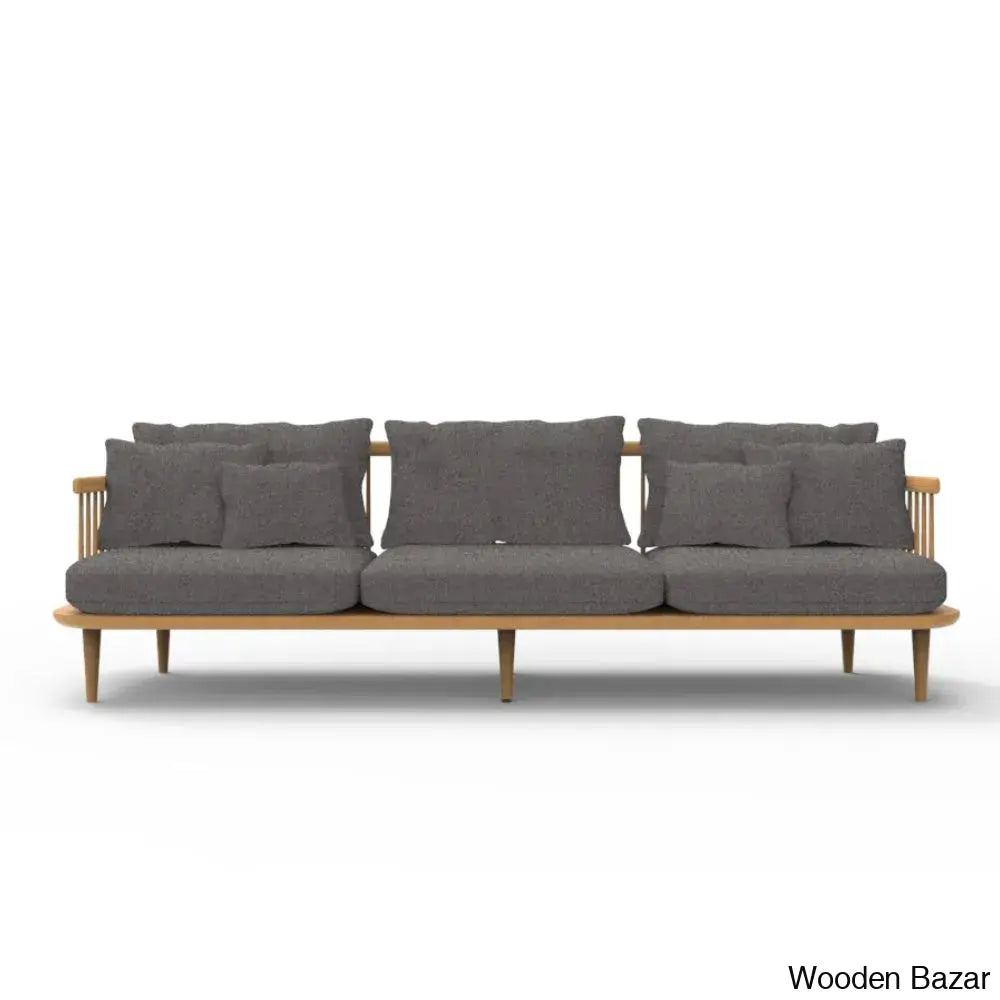 Penelope Contemporary Upholstered Solid Wood Sofa With Sleek Couch For Modern Elegance Dark Grey