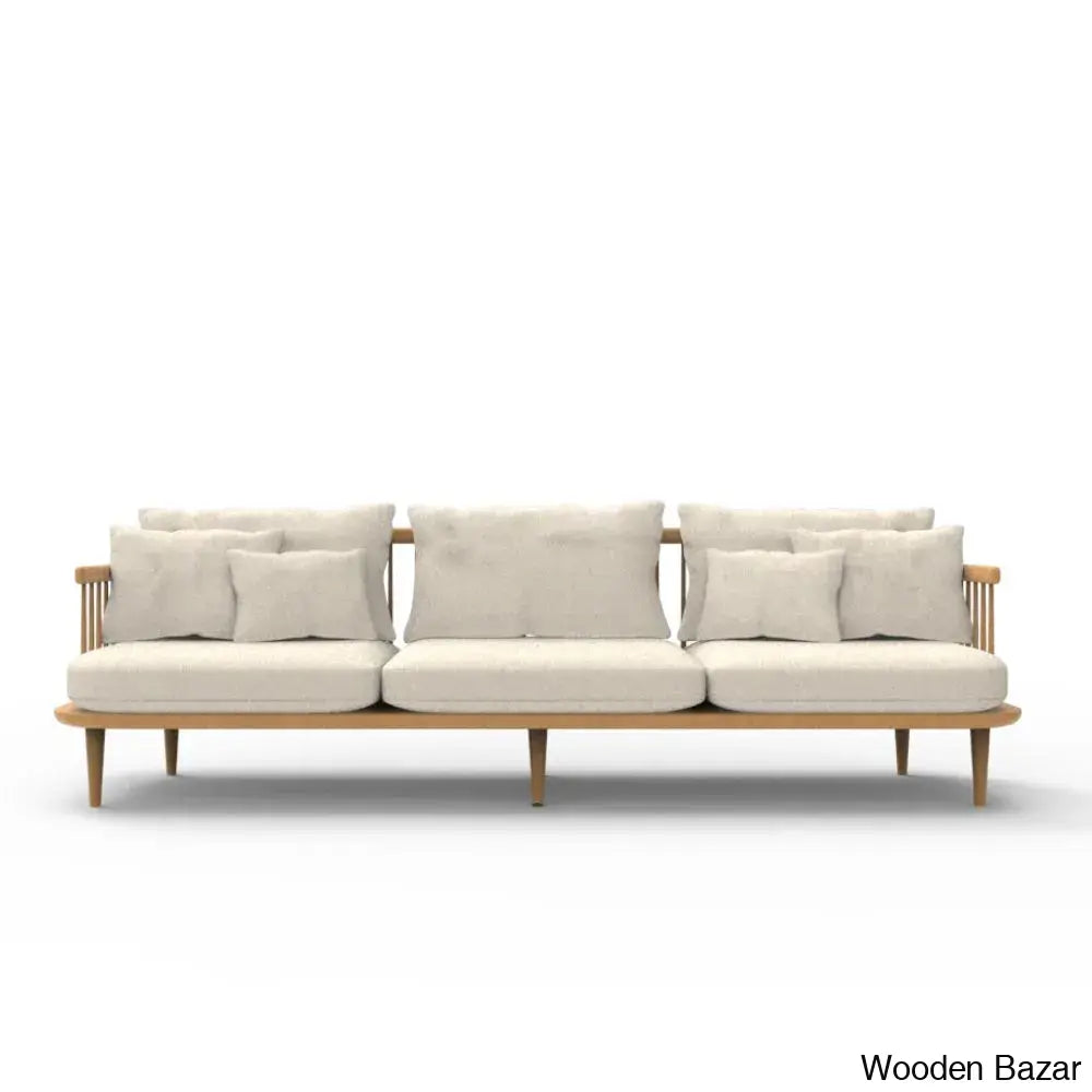 Penelope Contemporary Upholstered Solid Wood Sofa With Sleek Couch For Modern Elegance Off- White