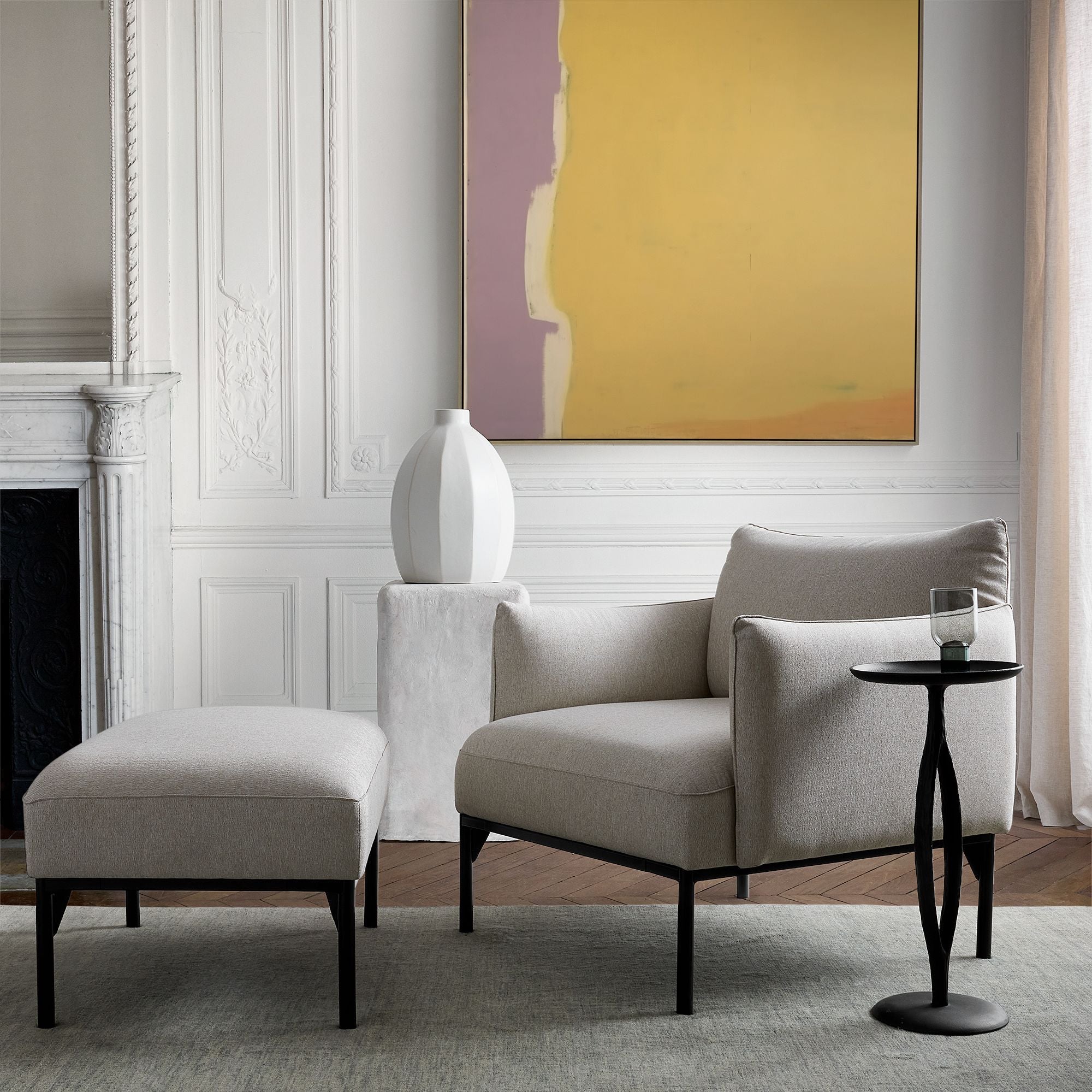 Aineex Chair & Ottoman Set - Wooden Bazar