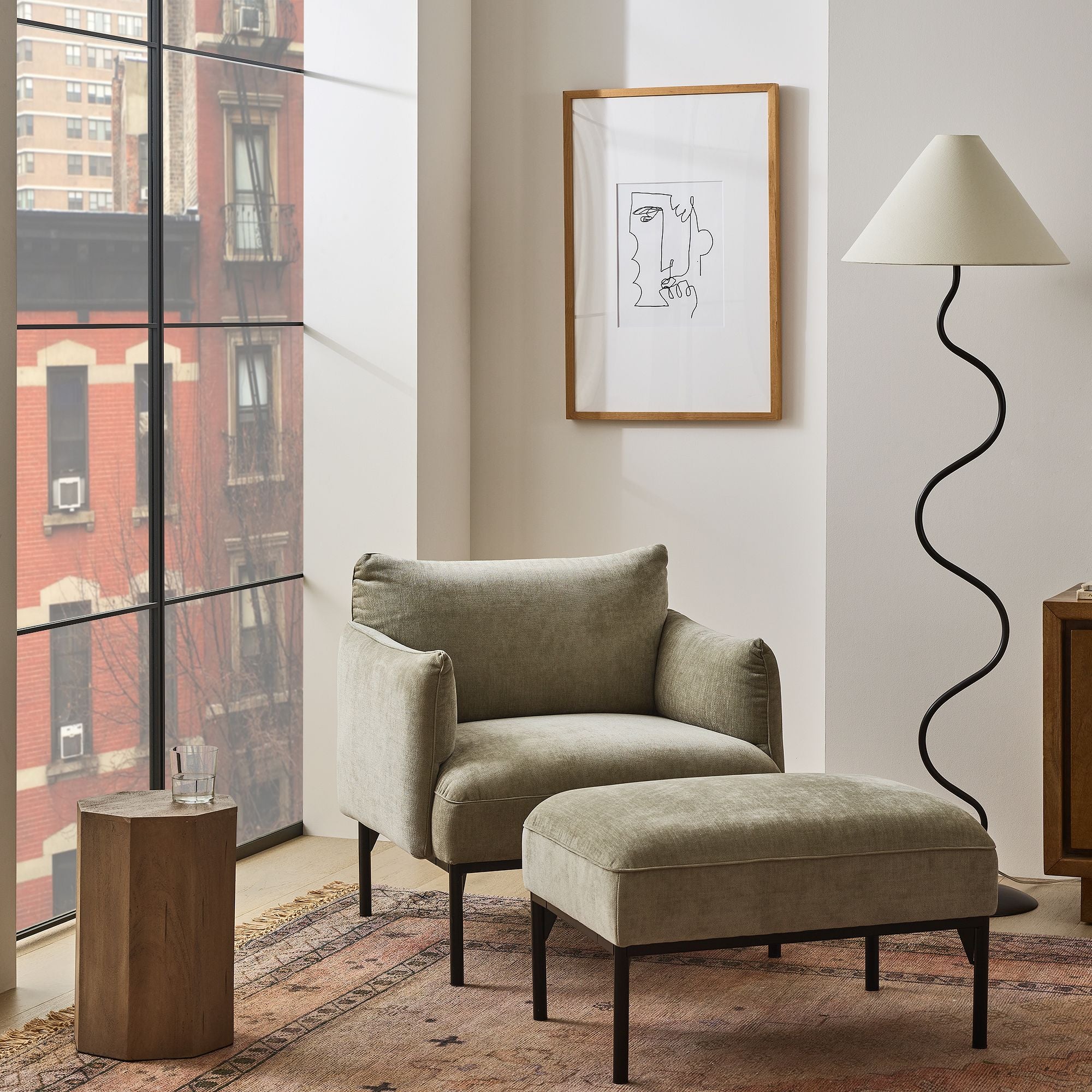 Aineex Chair & Ottoman Set - Wooden Bazar