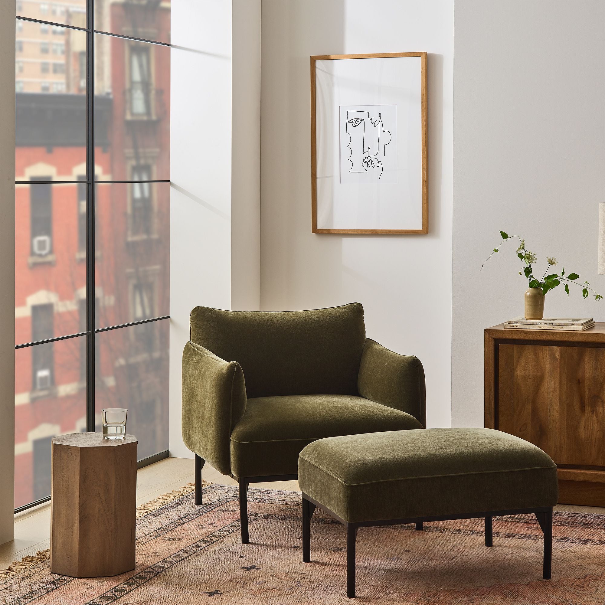 Aineex Chair & Ottoman Set - Wooden Bazar
