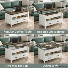 Phelagen Lift Top Coffee And Center Table With Storage 4-In-1 Design For Living Room