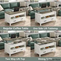 Phelagen Lift Top Coffee And Center Table With Storage 4-In-1 Design For Living Room