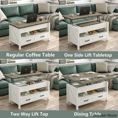 Phelgeny Lift Top Coffee And Center Table With Storage 4-In-1 Design For Living Room