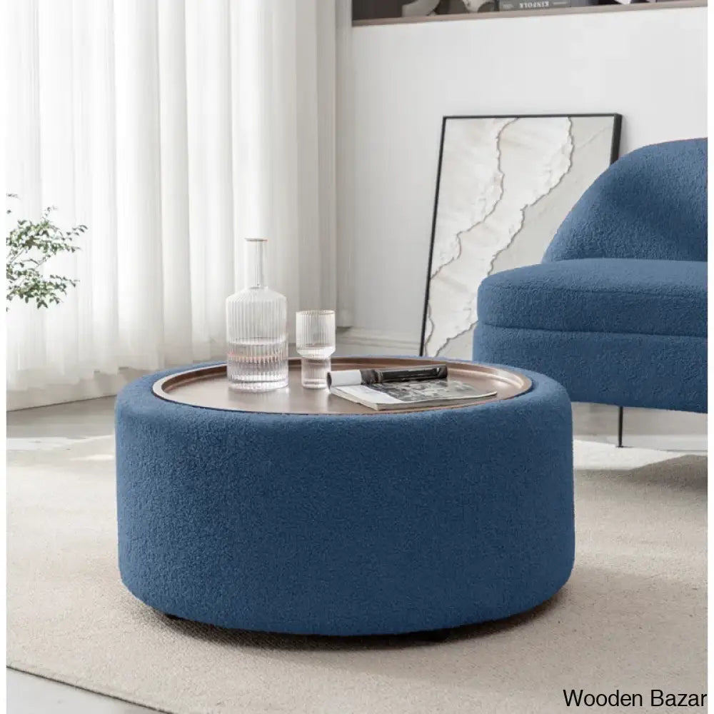 Pietschy Round Coffee And Center Table With Storage Blue