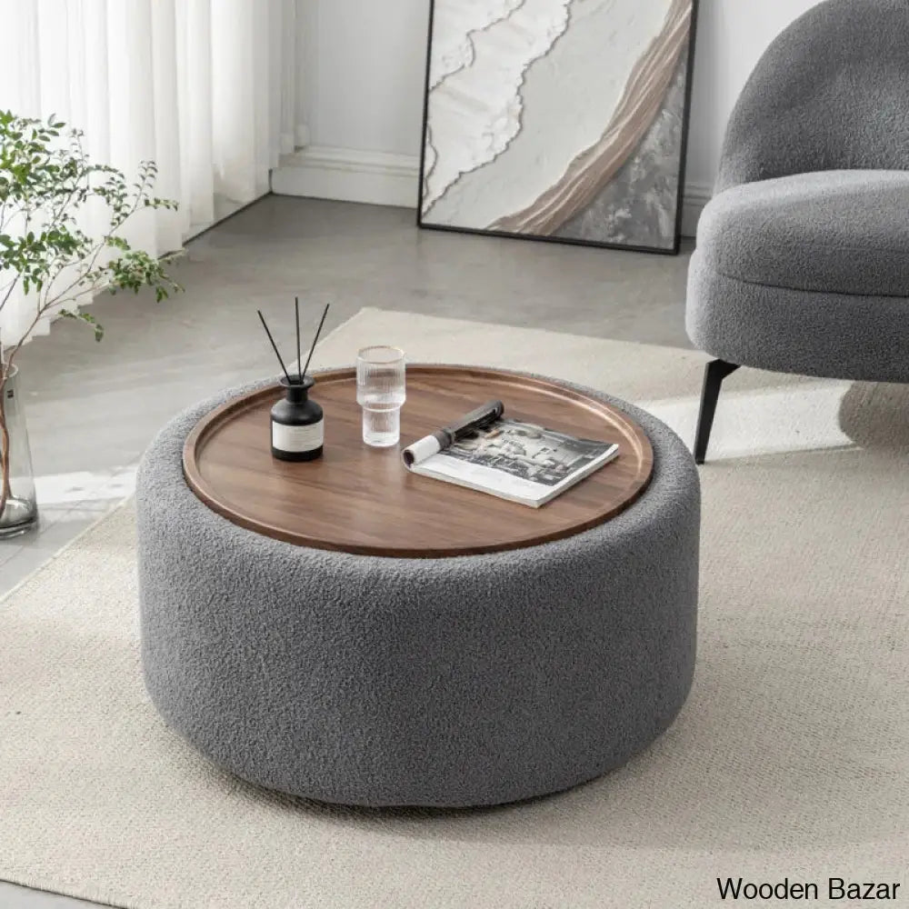 Pietschy Round Coffee And Center Table With Storage Gray