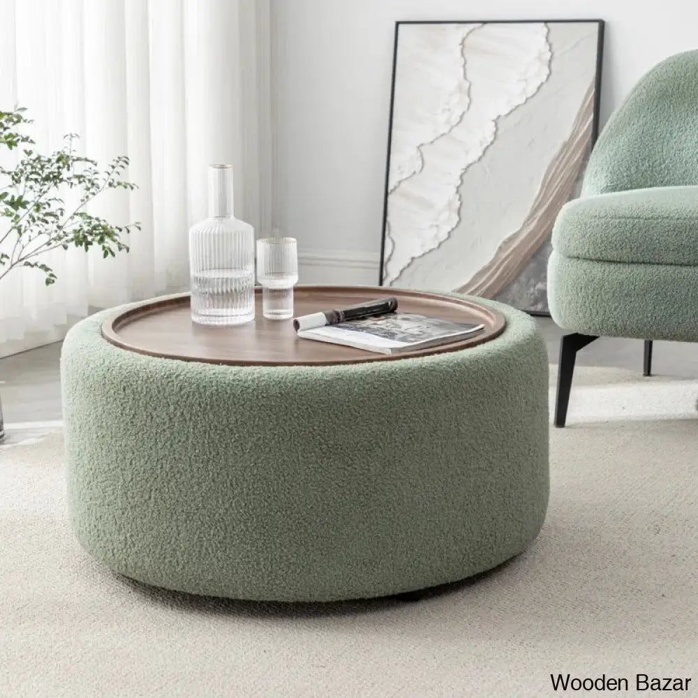 Pietschy Round Coffee And Center Table With Storage Green