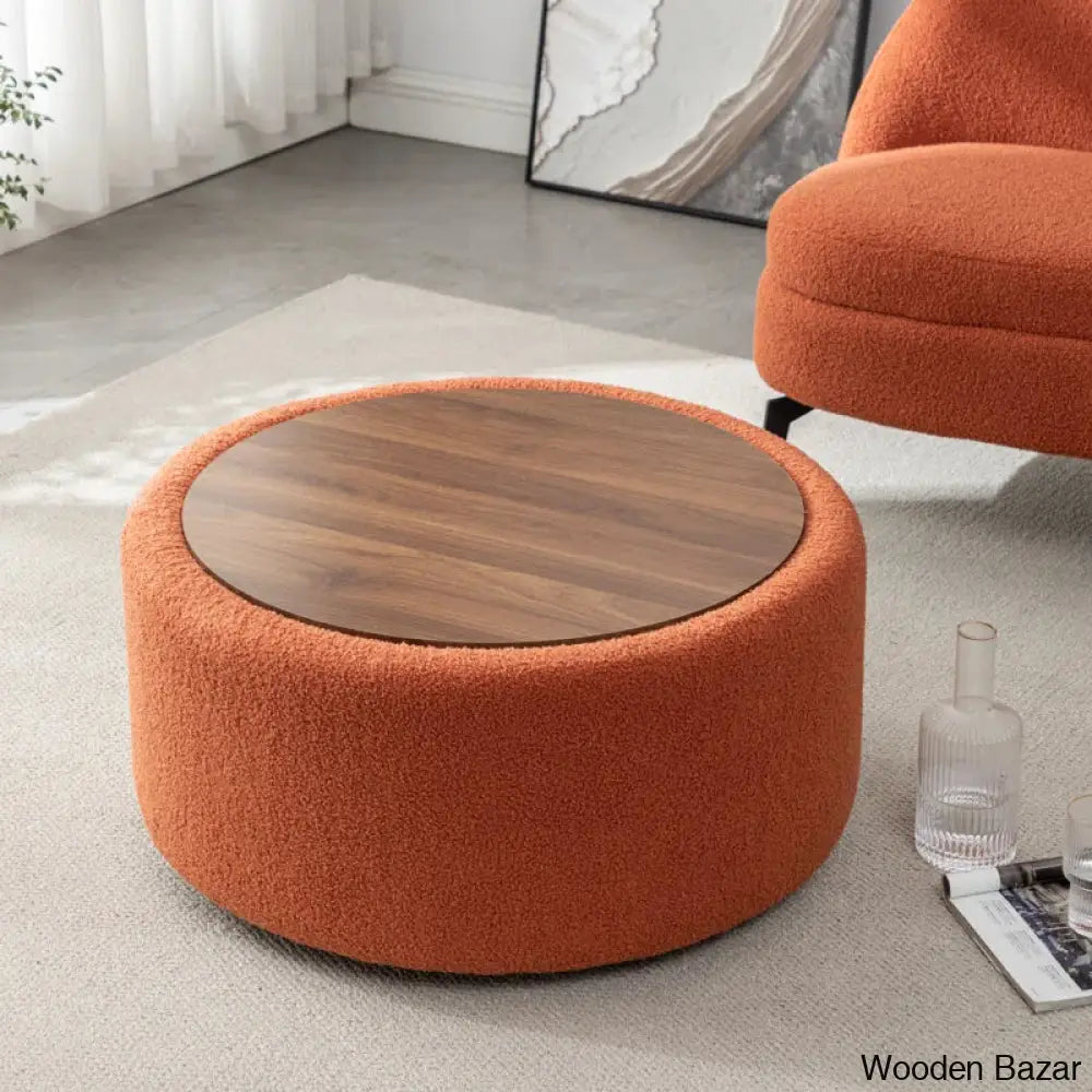 Pietschy Round Coffee And Center Table With Storage Orange