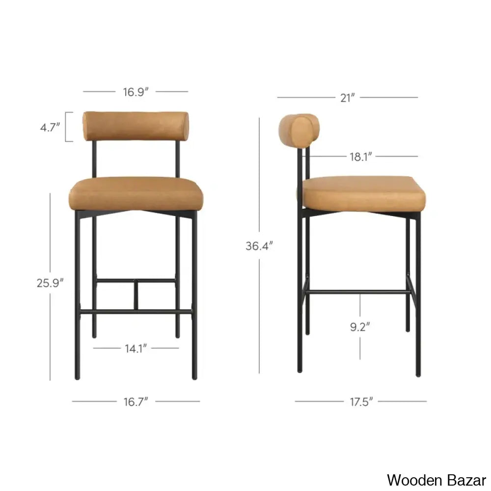 Pinheiros Upholstered Counter Stool With Metal Frame