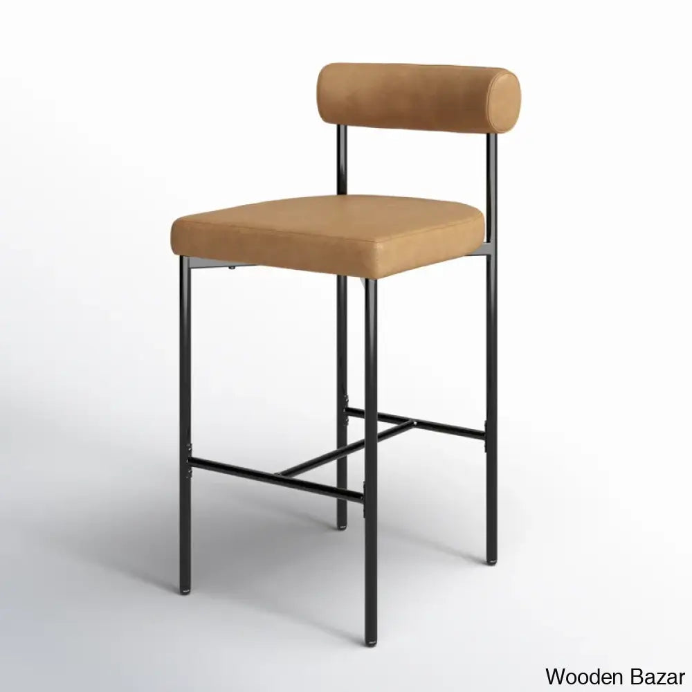 Pinheiros Upholstered Counter Stool With Metal Frame