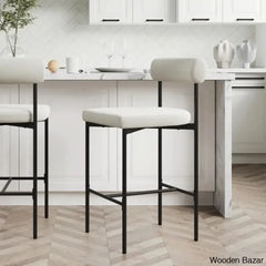 Pinheiros Upholstered Counter Stool With Metal Frame