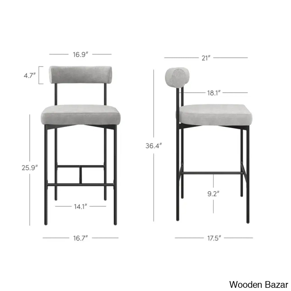 Pinheiros Upholstered Counter Stool With Metal Frame