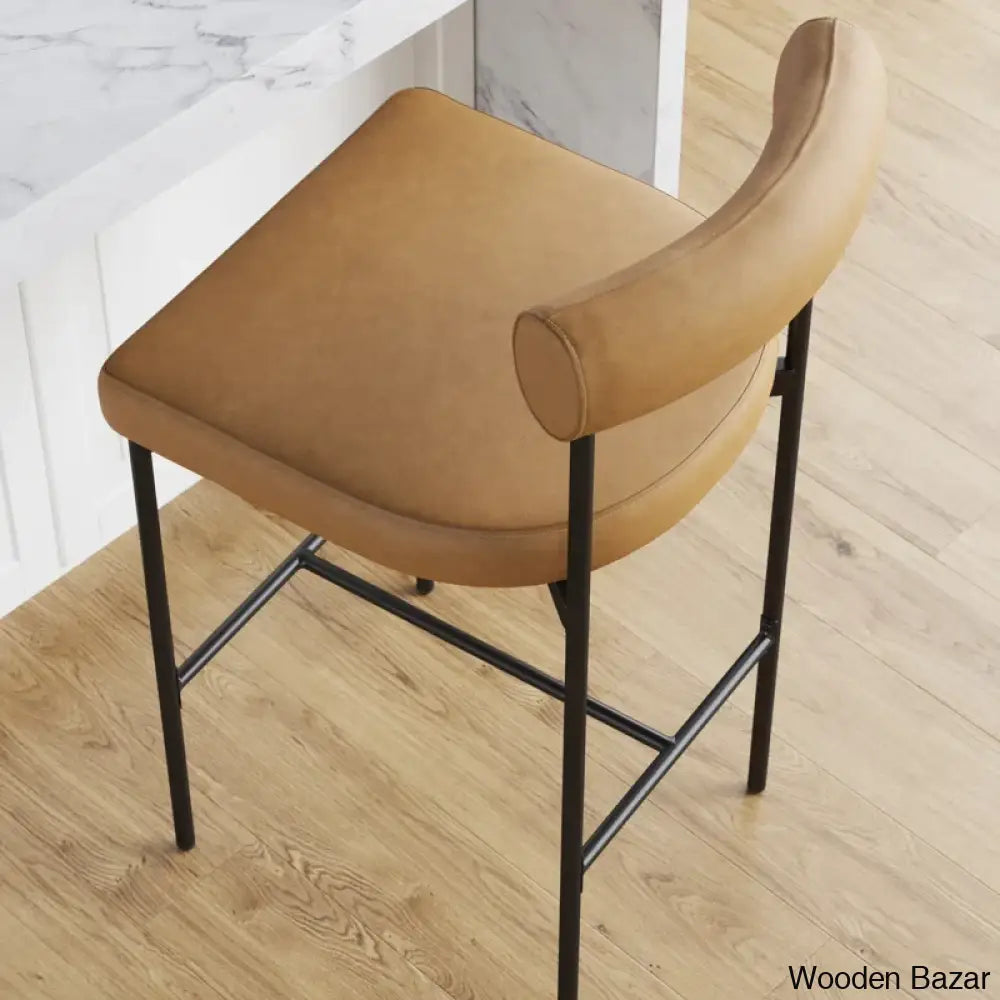 Pinheiros Upholstered Counter Stool With Metal Frame