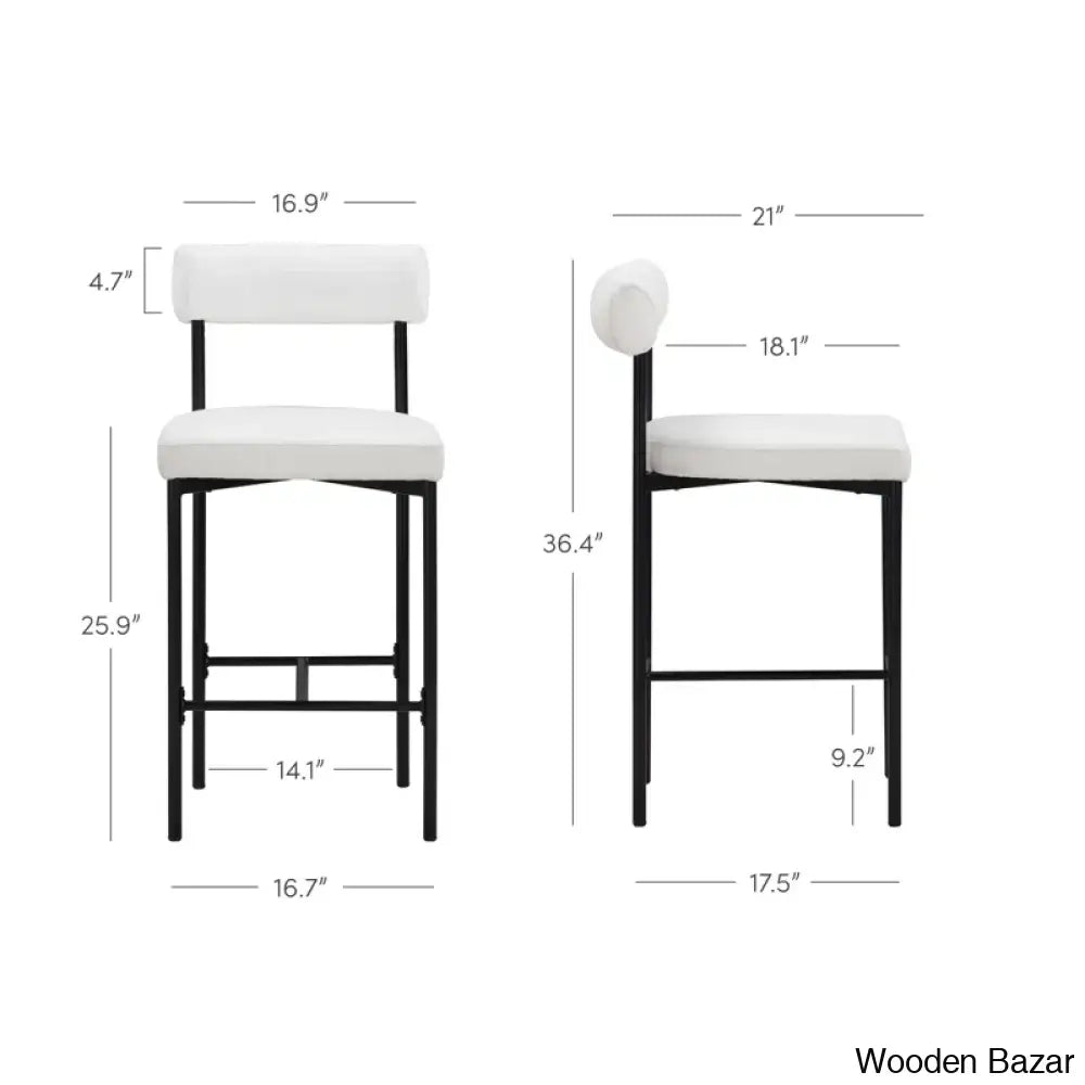 Pinheiros Upholstered Counter Stool With Metal Frame