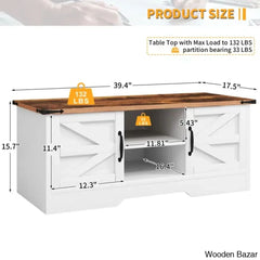 Pityy Coffee And Center Table With Barn Doors Storage Cabinets Open Shelves For Living Room Bedroom