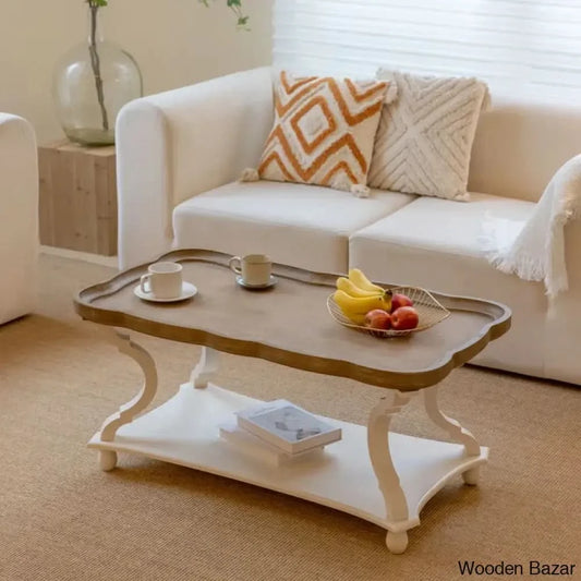 Plaisance Rustic Farmhouse Cottage Core Coffee Table Natural Tray Top