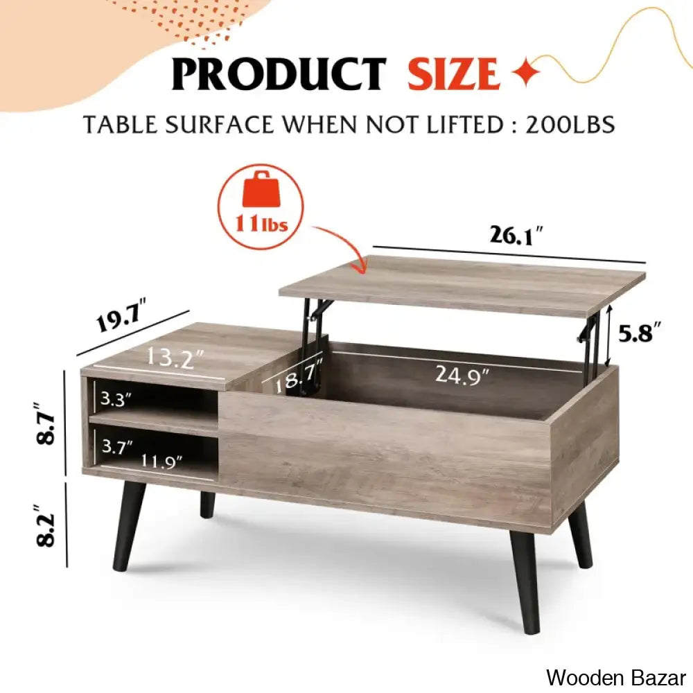 Poe Lift Top Coffee Table With Storage And Center Table