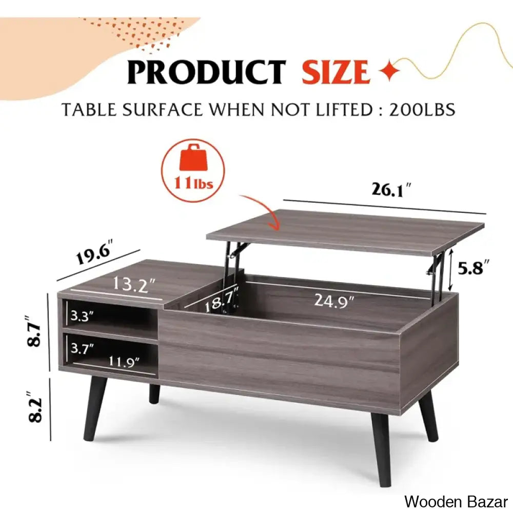 Poe Lift Top Coffee Table With Storage And Center Table