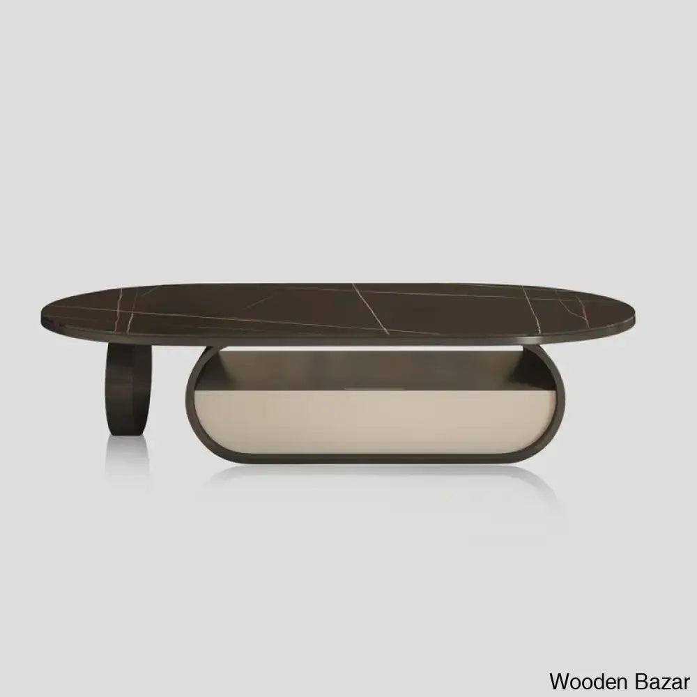 Poet Oval Original Marble Coffee Table With Storage Drawer And Center Table