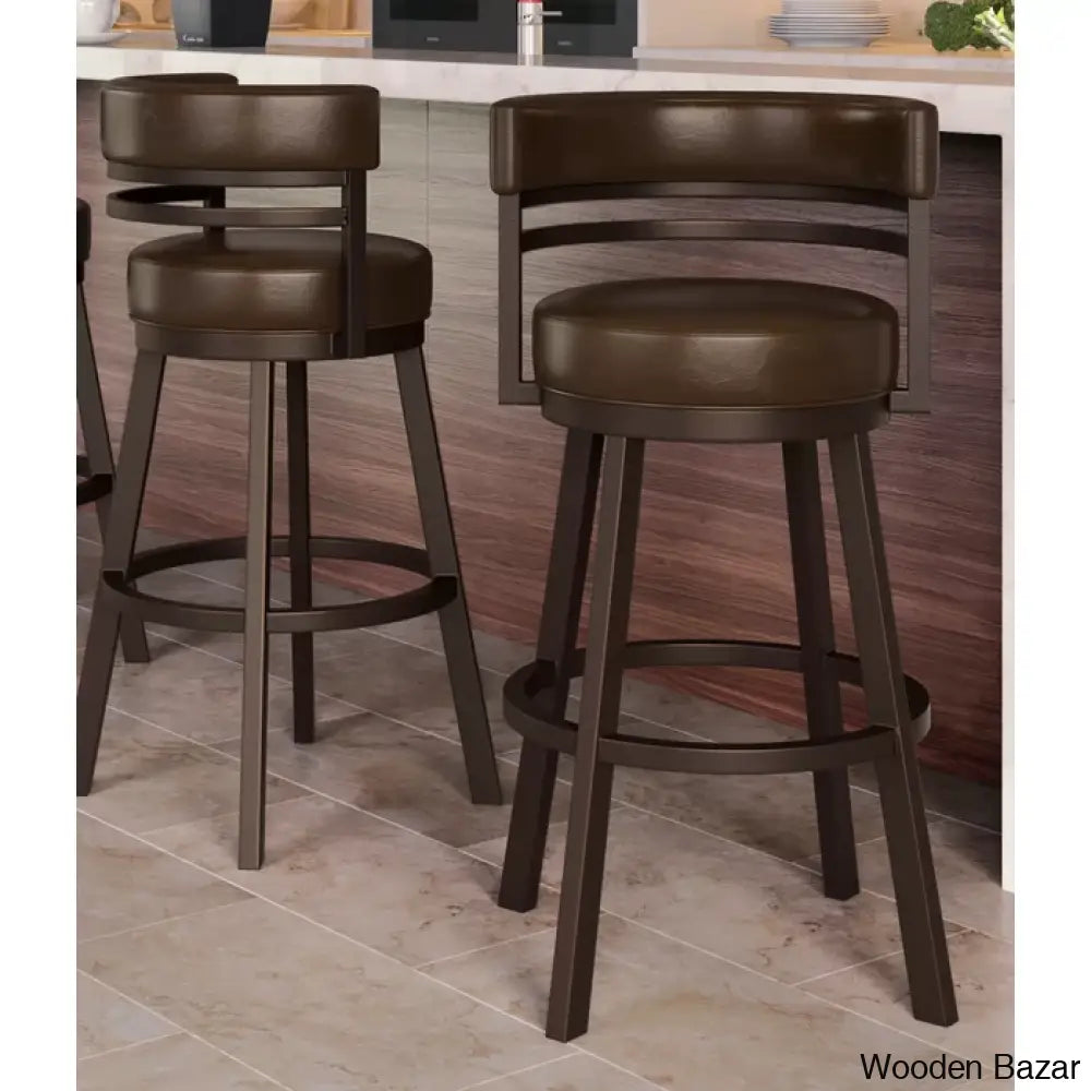 Pollmano Swivel Upholstered Counter And Bar Stool With Metal Frame