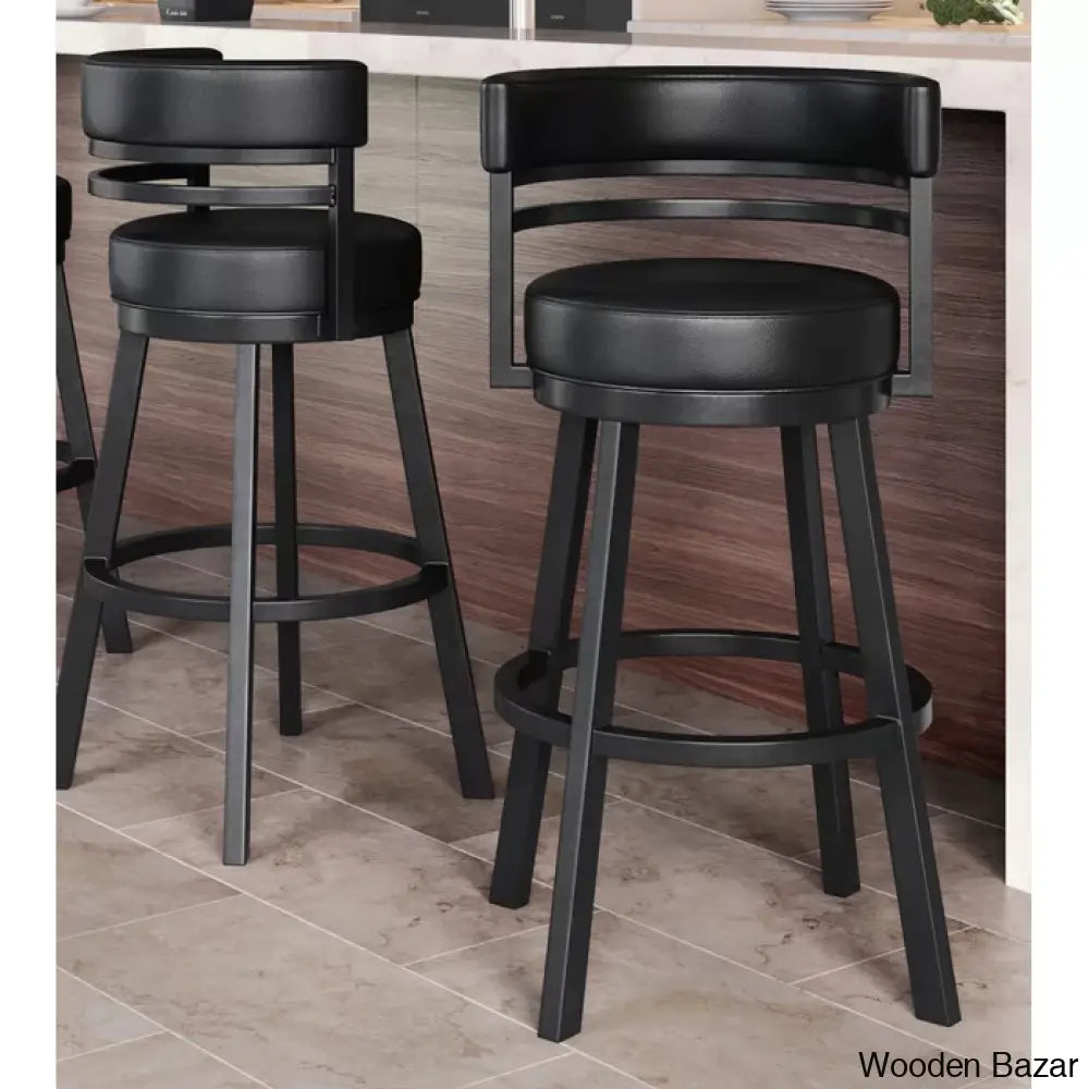 Pollmano Swivel Upholstered Counter And Bar Stool With Metal Frame