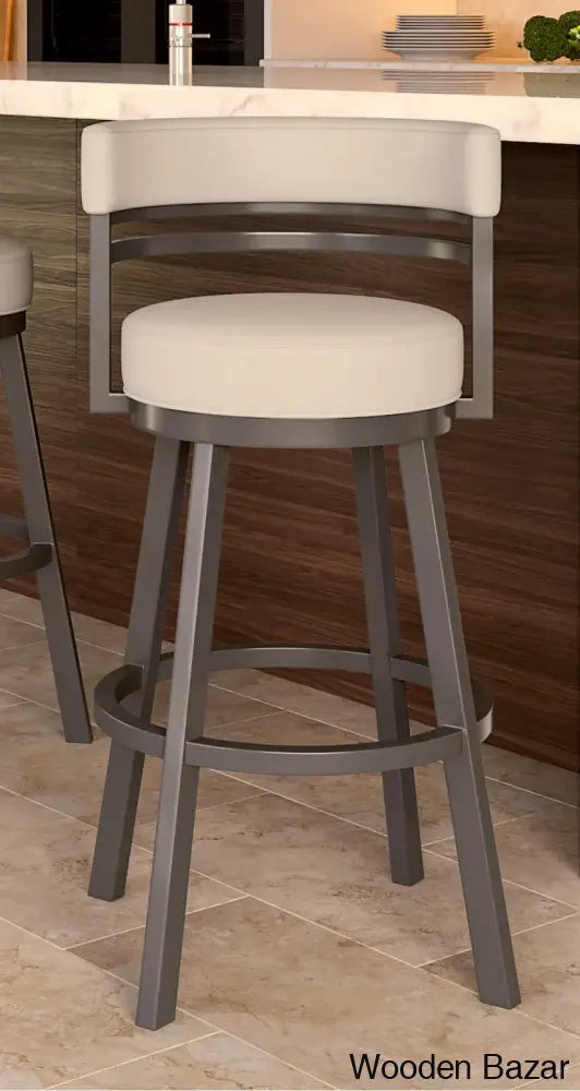 Pollmano Swivel Upholstered Counter And Bar Stool With Metal Frame