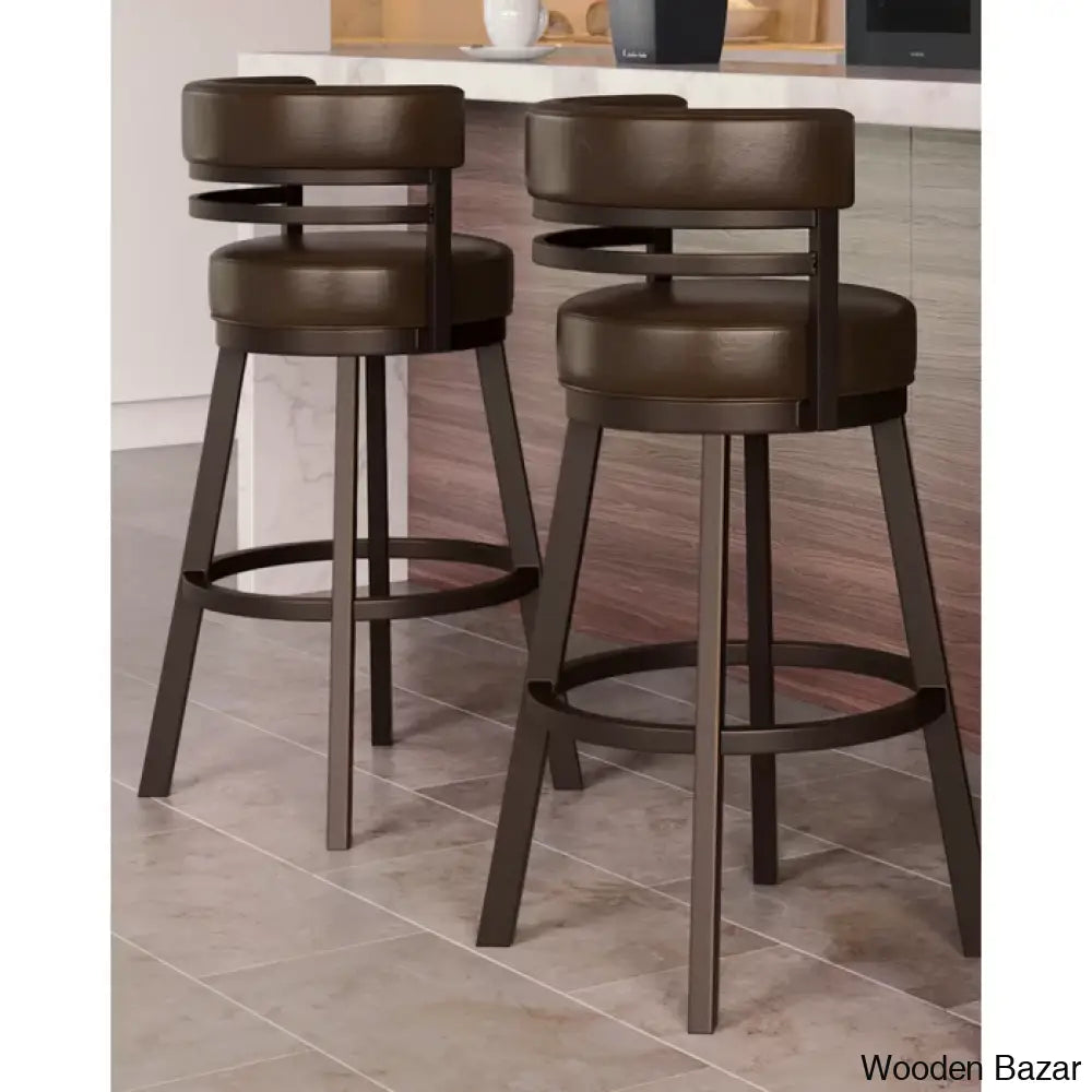 Pollmano Swivel Upholstered Counter And Bar Stool With Metal Frame