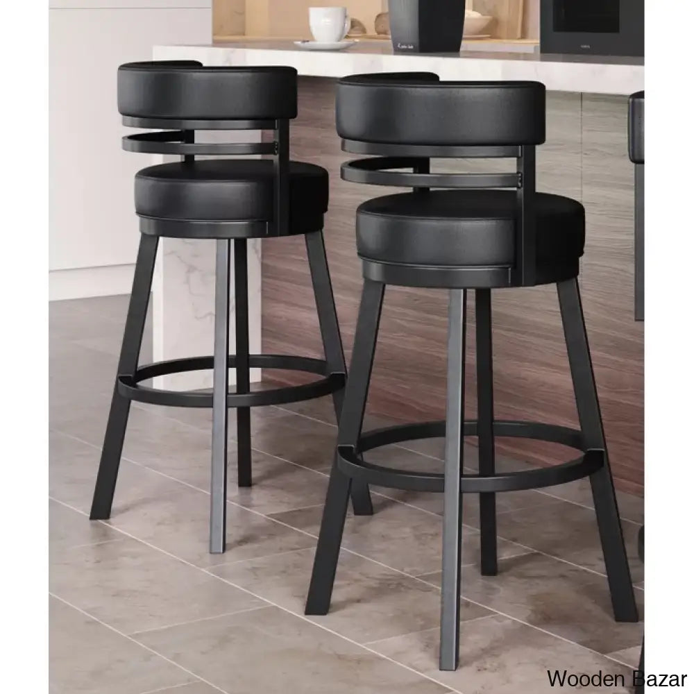 Pollmano Swivel Upholstered Counter And Bar Stool With Metal Frame