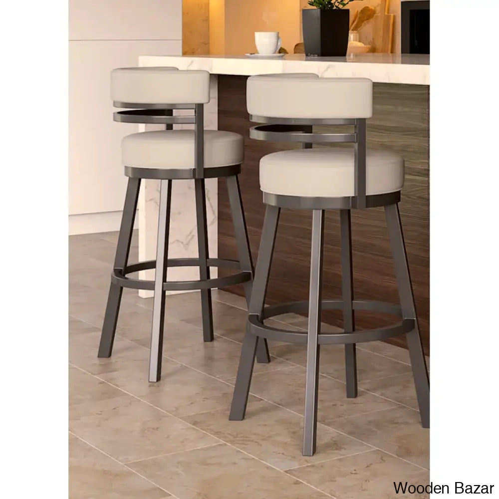 Pollmano Swivel Upholstered Counter And Bar Stool With Metal Frame