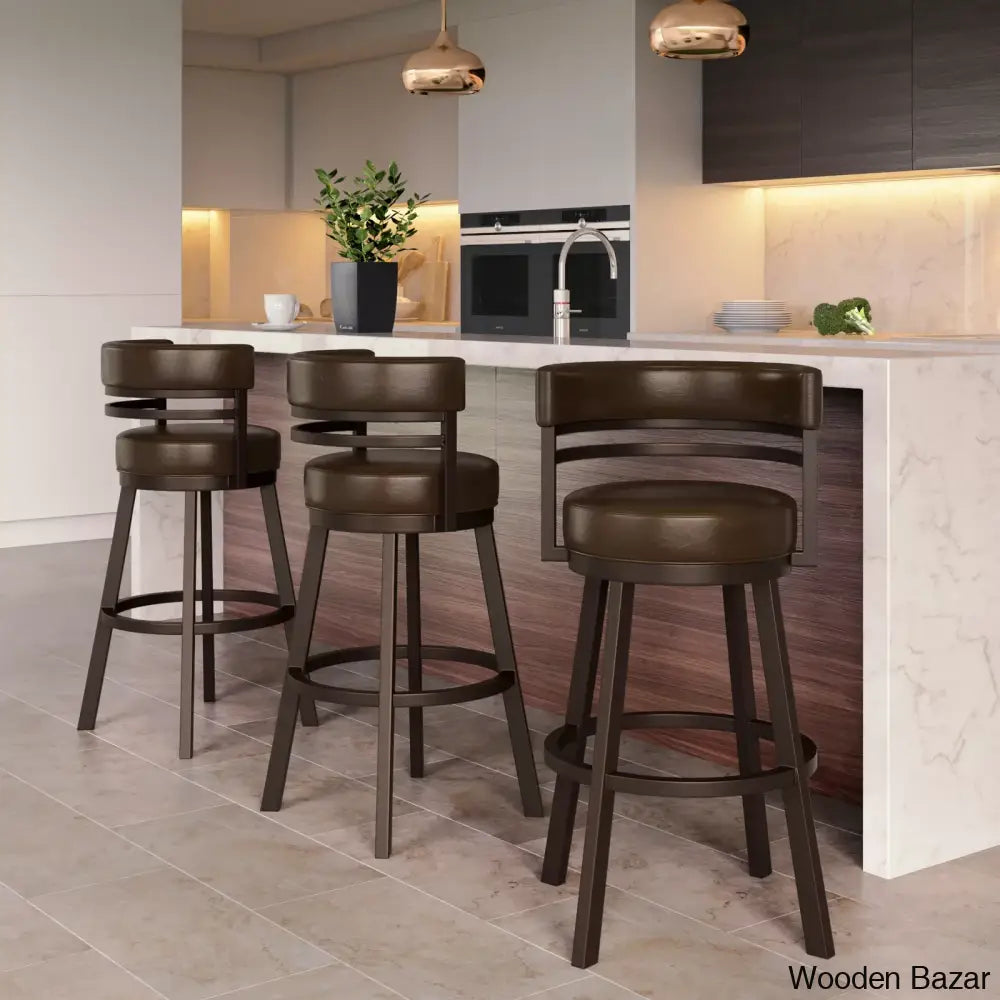 Pollmano Swivel Upholstered Counter And Bar Stool With Metal Frame