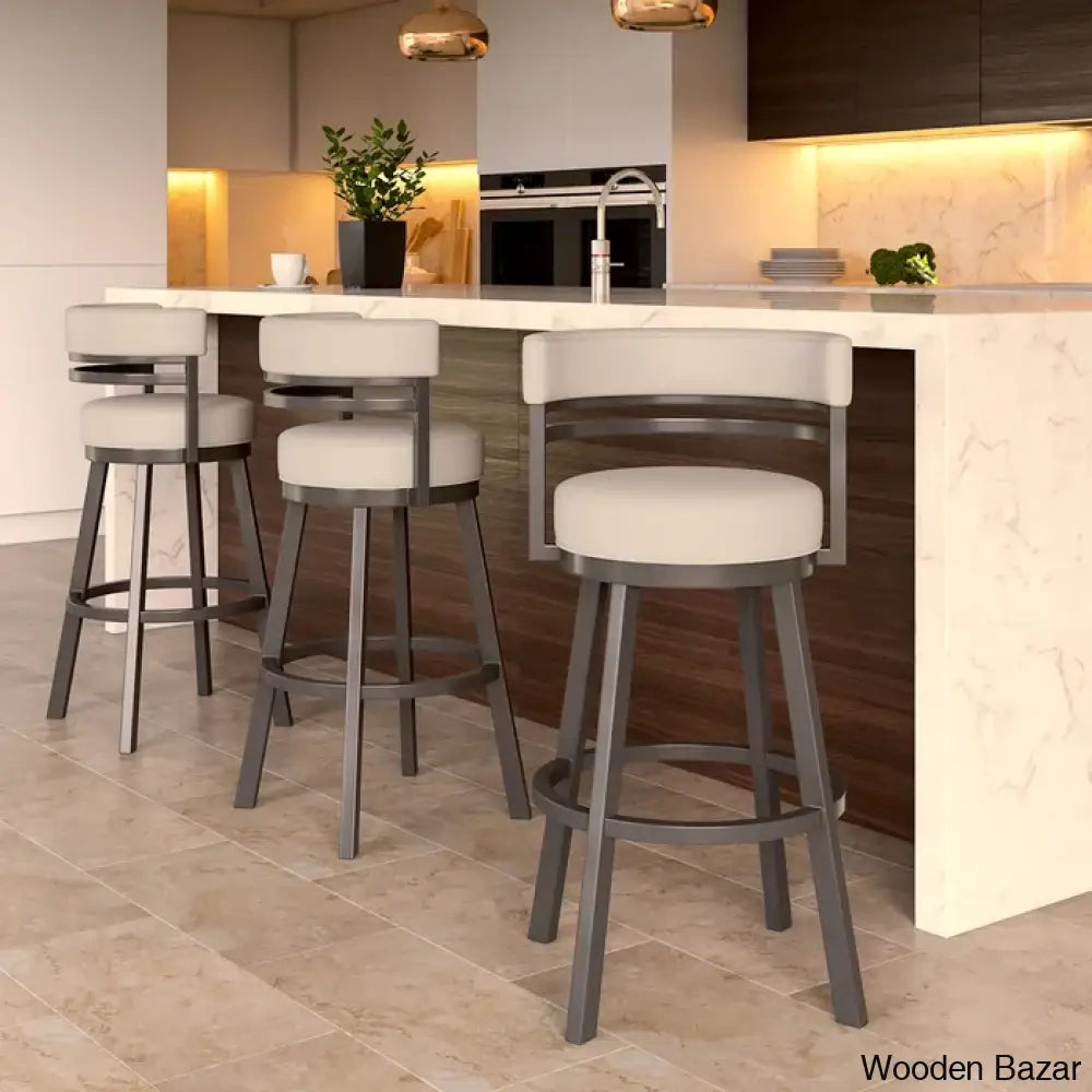 Pollmano Swivel Upholstered Counter And Bar Stool With Metal Frame