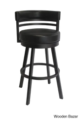 Pollmano Swivel Upholstered Counter And Bar Stool With Metal Frame Black / Dark Brown (26’’