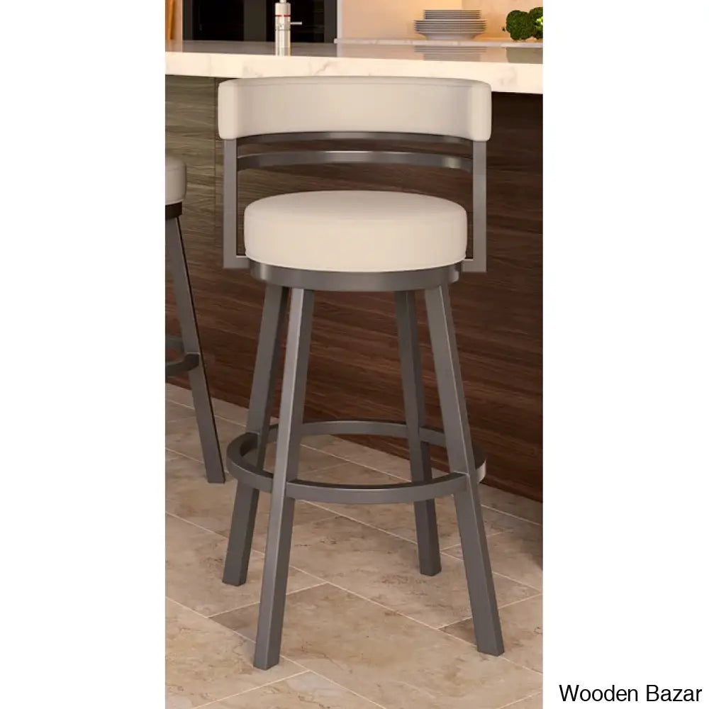 Pollmano Swivel Upholstered Counter And Bar Stool With Metal Frame Flintrock Gray / Dark Brown