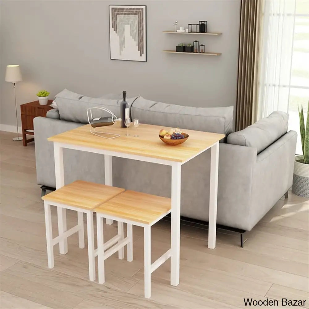 Porren New 2 Seater Dining Table Set - Wooden Bazar