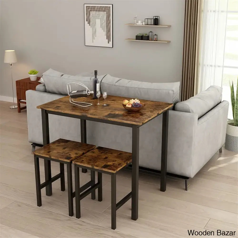 Porren New 2 Seater Dining Table Set - Wooden Bazar