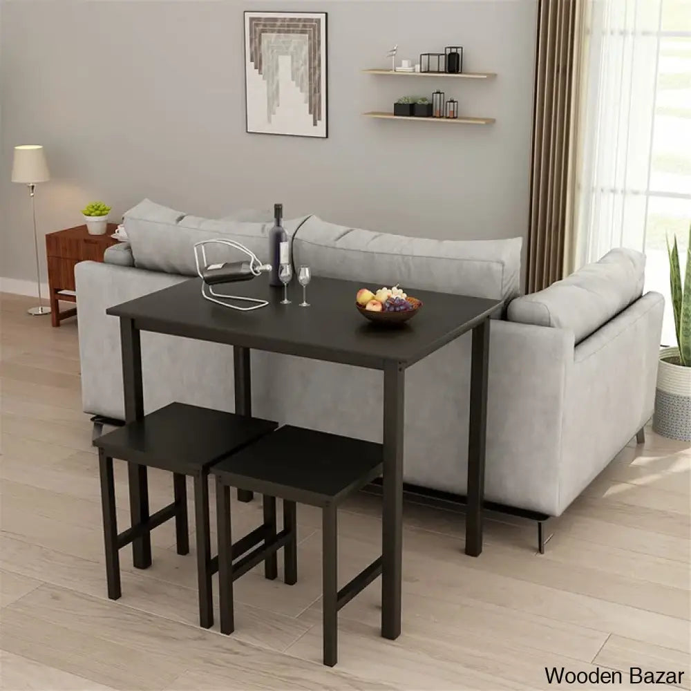 Porren New 2 Seater Dining Table Set - Wooden Bazar