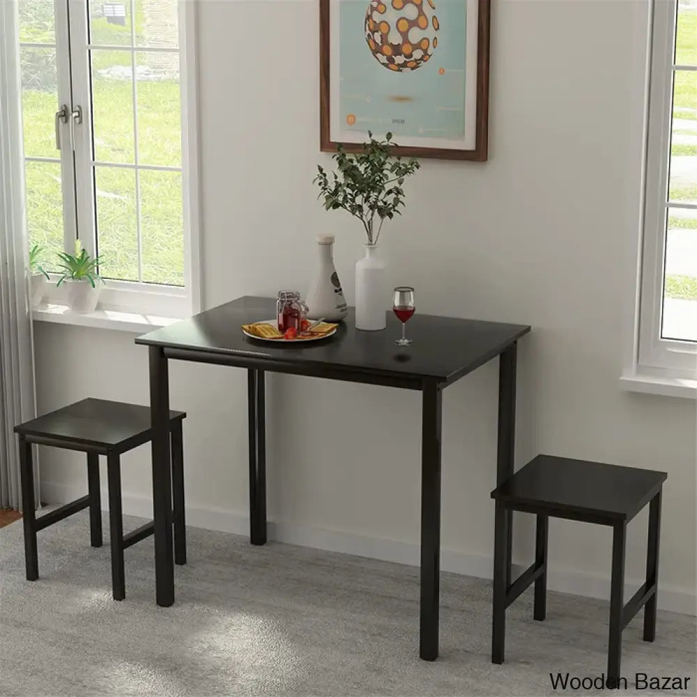 Porren New 2 Seater Dining Table Set - Wooden Bazar