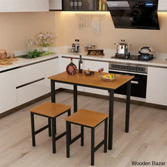 Porren New 2 Seater Dining Table Set - Wooden Bazar
