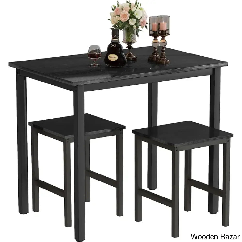 Porren New 2 Seater Dining Table Set - Wooden Bazar