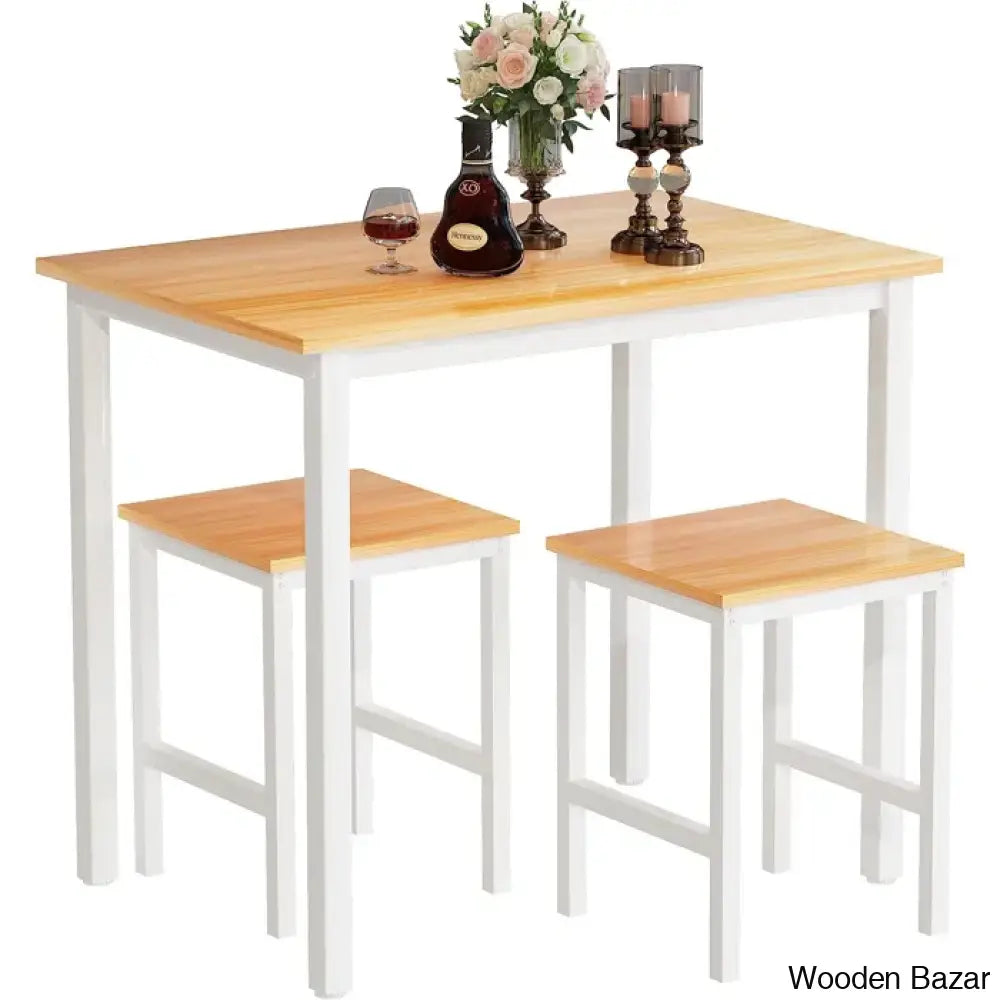 Porren New 2 Seater Dining Table Set - Wooden Bazar