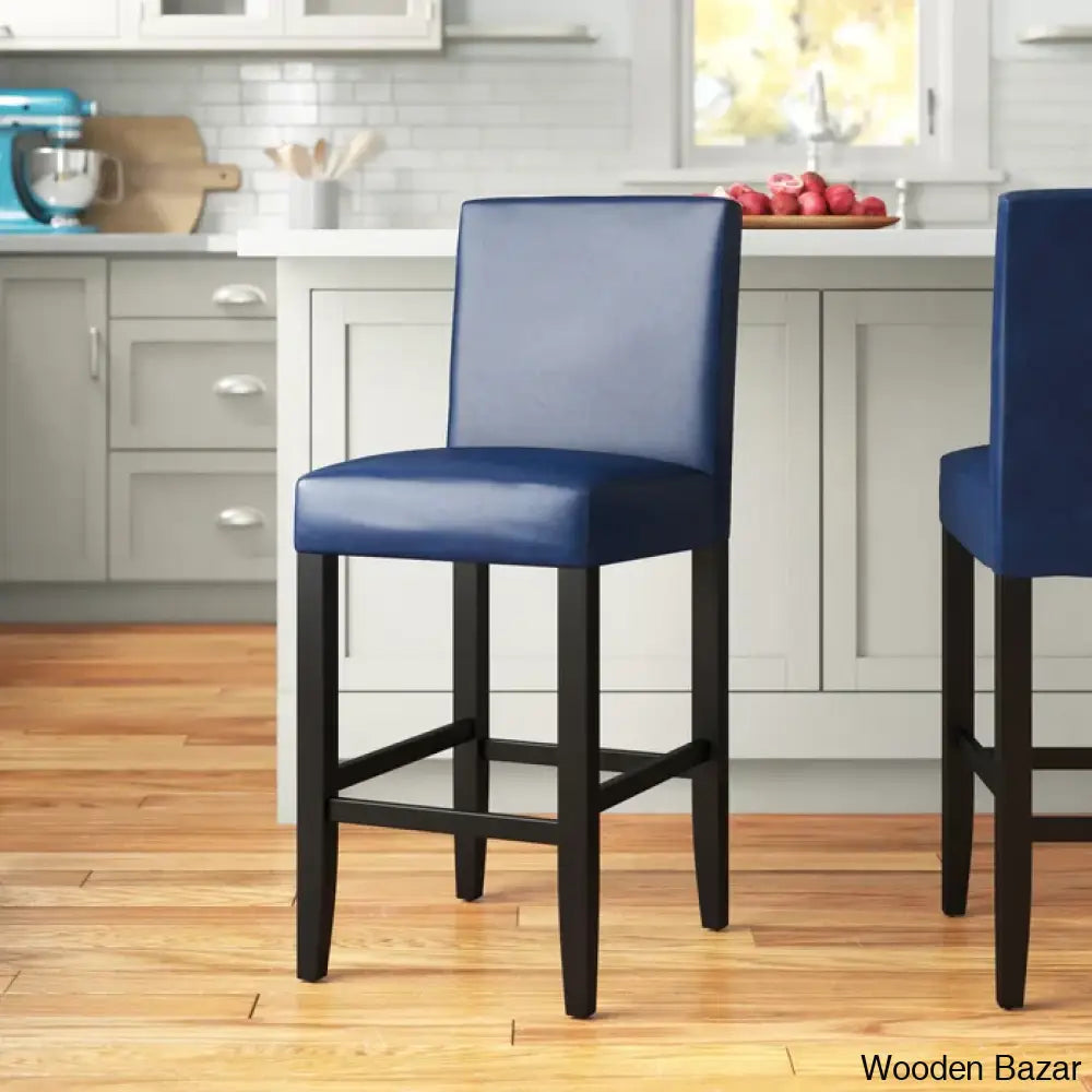 Pretoro Swivel Counter And Bar Stool (Set Of 2) Blue With Black Legs