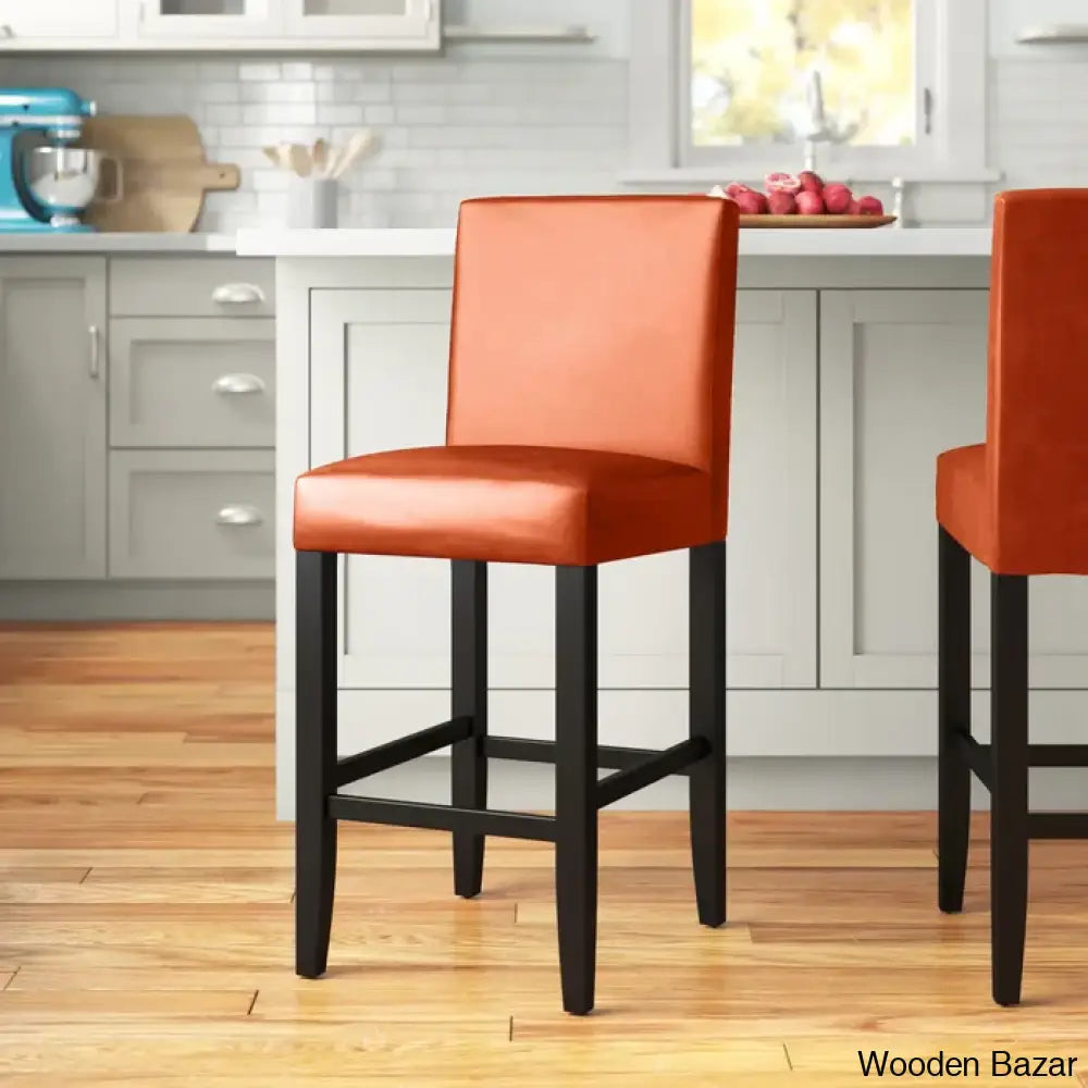 Pretoro Swivel Counter And Bar Stool (Set Of 2) Orange With Brown Legs