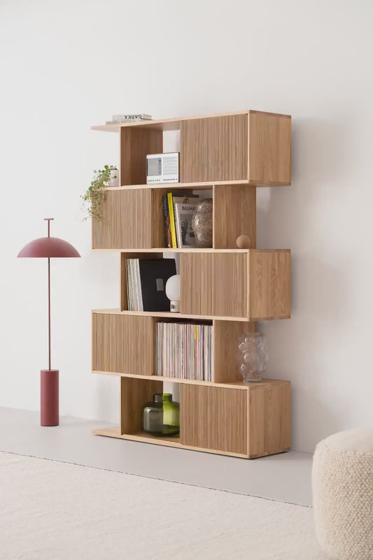 Joss Mid-Centuary Solid Oak Wood Bookshelf - Wooden bazar