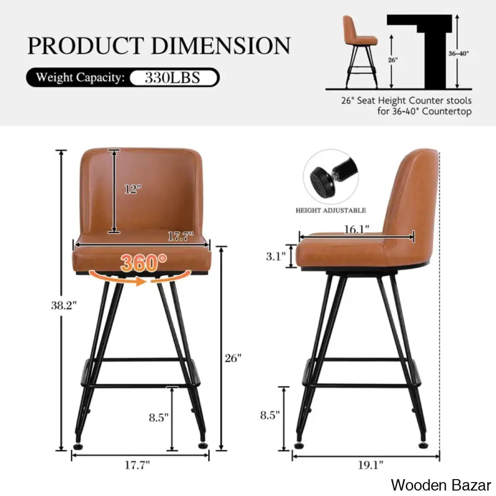 Princetone Swivel 26’’ Counter And Bar Stool (Set Of 2)