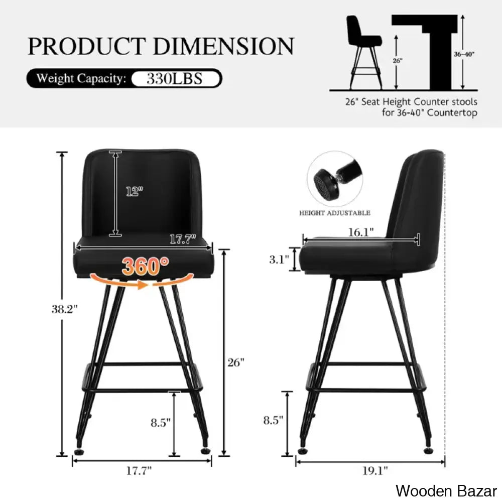 Princetone Swivel 26’’ Counter And Bar Stool (Set Of 2)