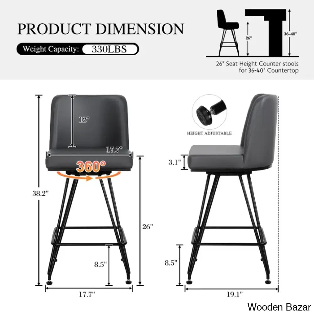 Princetone Swivel 26’’ Counter And Bar Stool (Set Of 2)