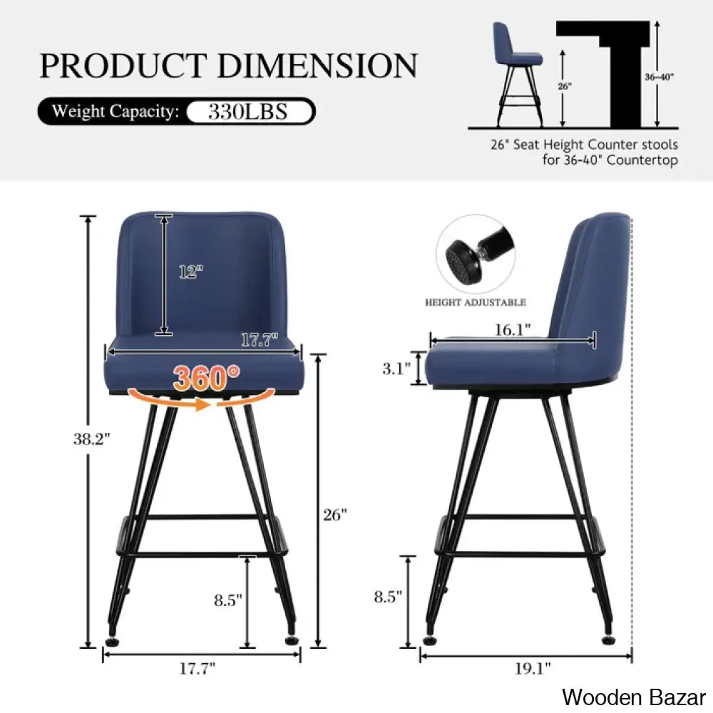 Princetone Swivel 26’’ Counter And Bar Stool (Set Of 2)