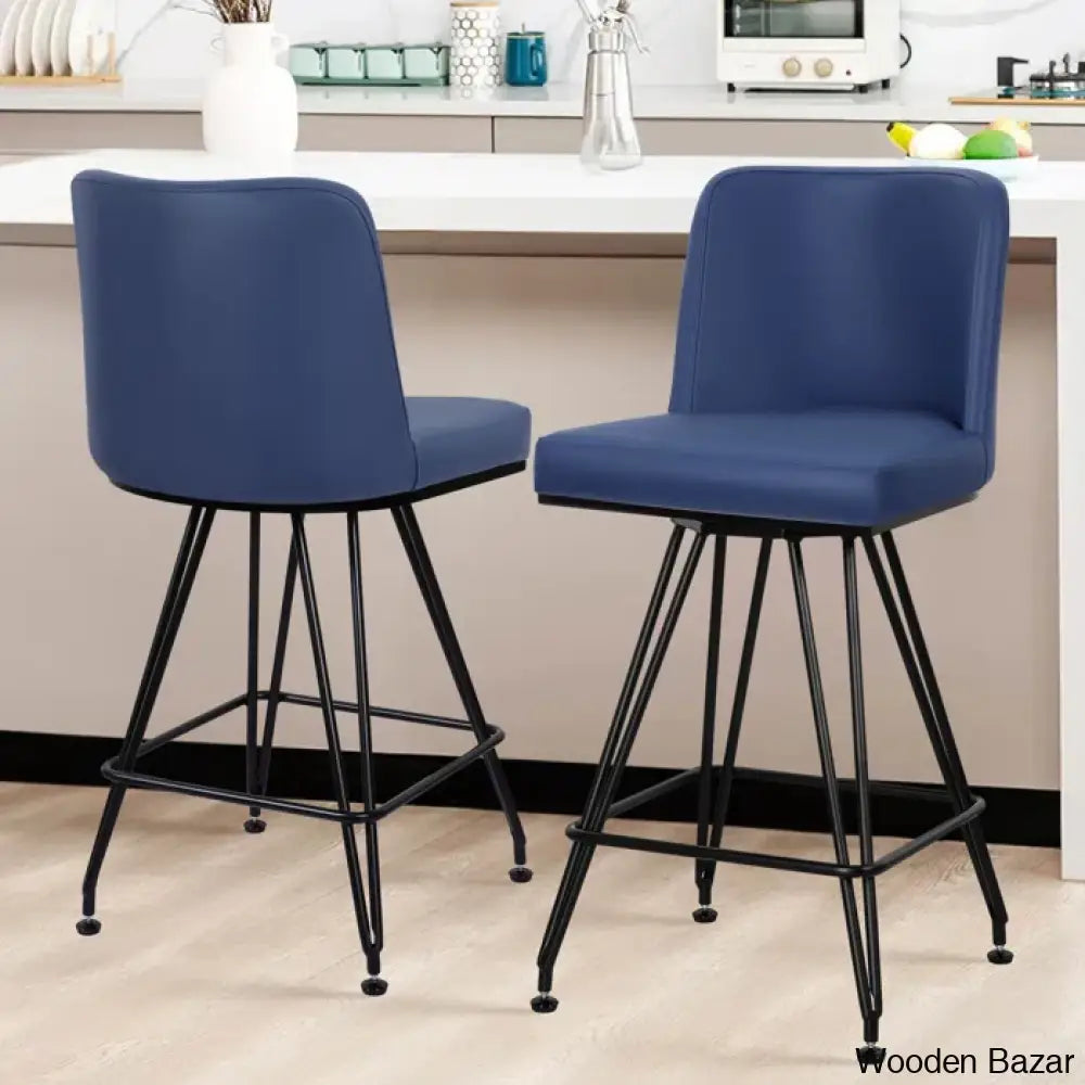 Princetone Swivel 26’’ Counter And Bar Stool (Set Of 2) Blue